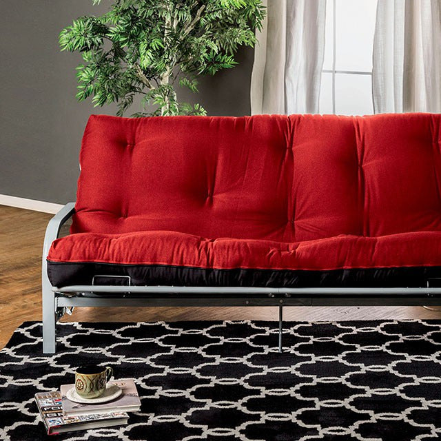 Plosh 8" Black Futon Mattress W/ Spring, Black/Red