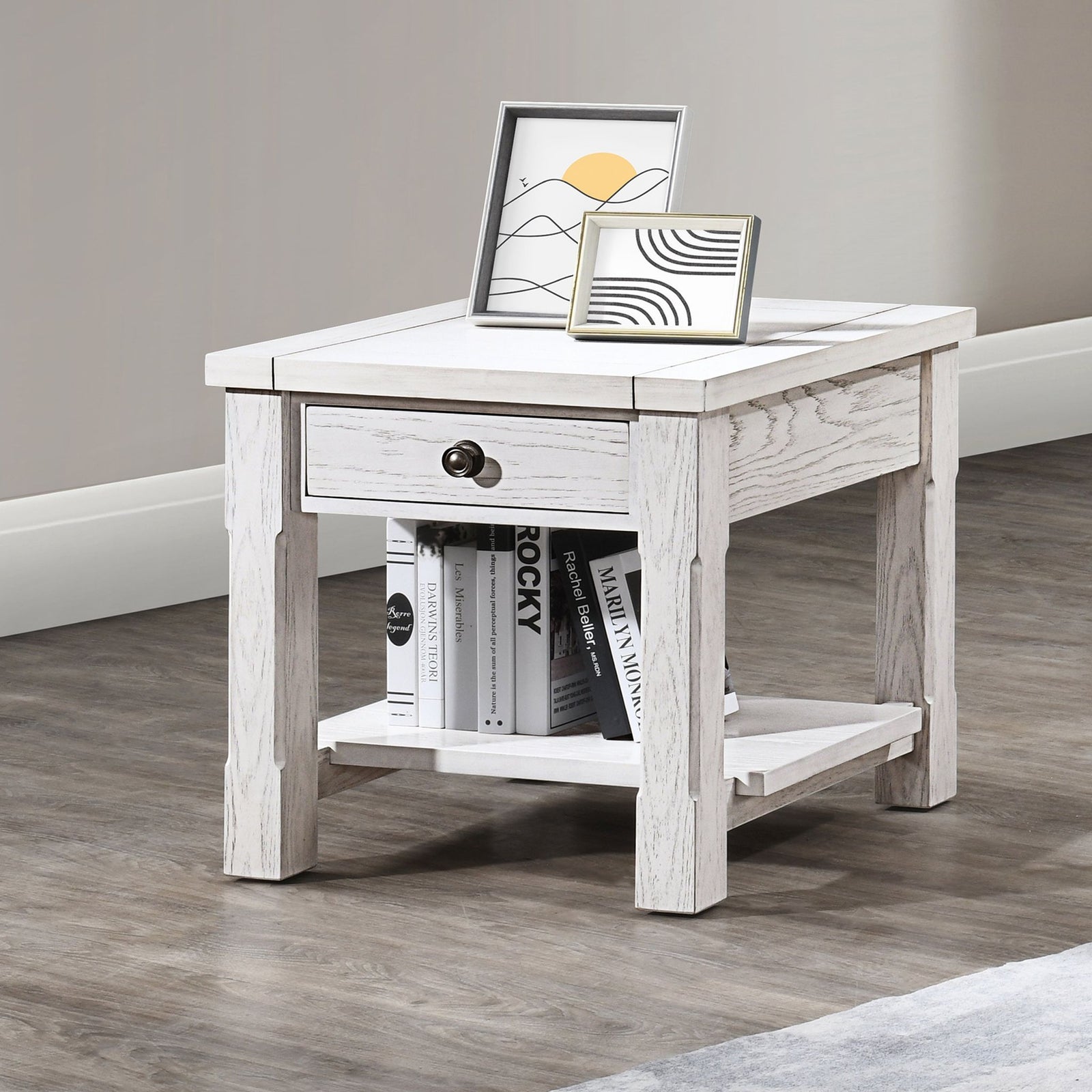 Dorsey 1 Drawer End Table-White