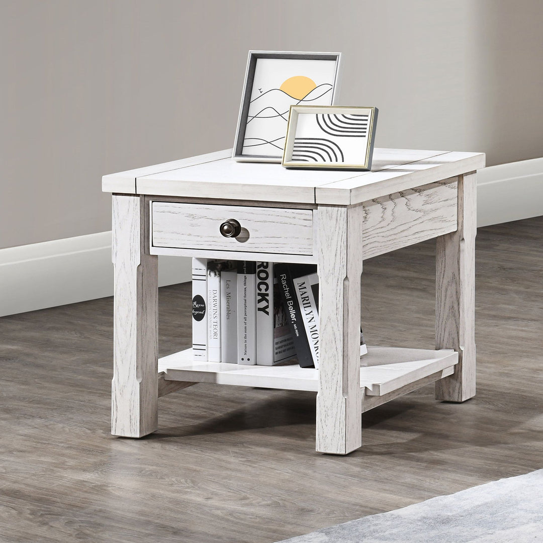 Dorsey 1 Drawer End Table-White