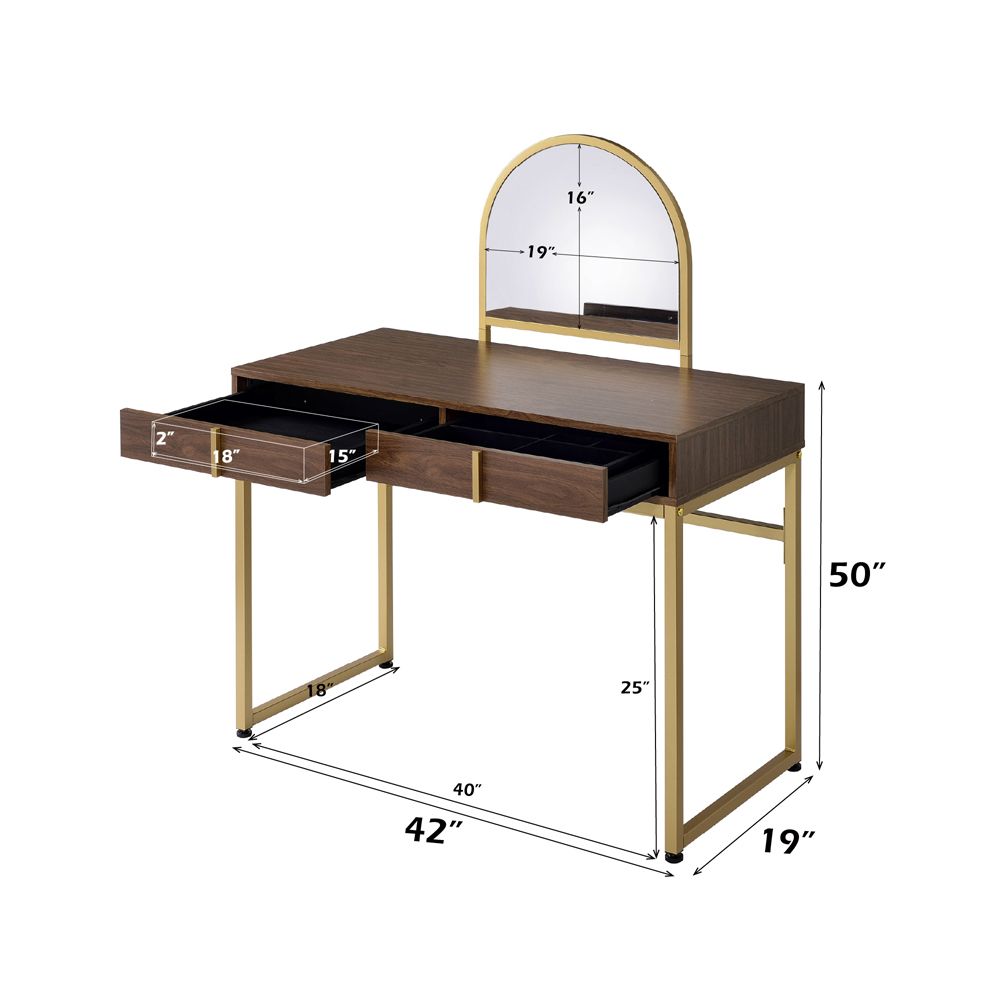 Coleen Vanity Desk W/Mirror & Jewelry Tray – dimensions diagram