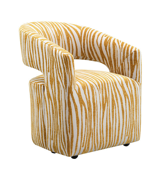 Tresa Dining Arm Chair W/ Casters, Masked Weaver Yellow