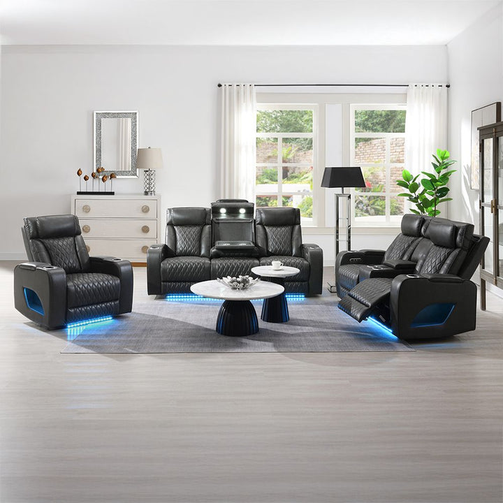 Taddeo Power Motion Sofa w/Power Headrest, USB, Wireless Charger, LED &amp; Reading Light – view 2