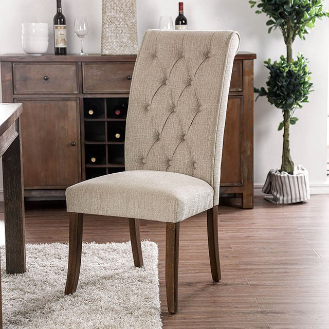 Sania Side Chair, Antique Oak/Beige