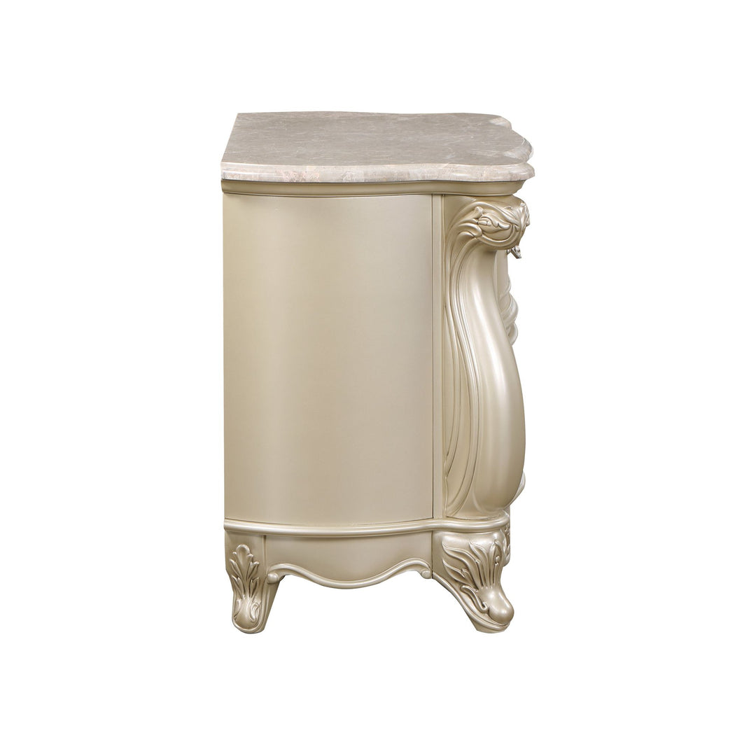 Monique Nightstand W/marble Top-Champagne