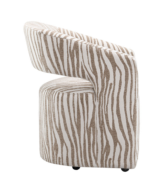 Tresa Dining Arm Chair W/ Casters, Meerkat Beige - view 2
