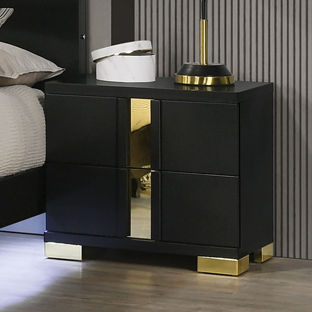 Lillestrom Nightstand, Black/Gold