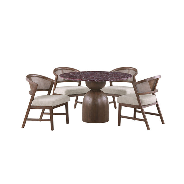 Cirava Round Dining Table, Red/Walnut - view 4