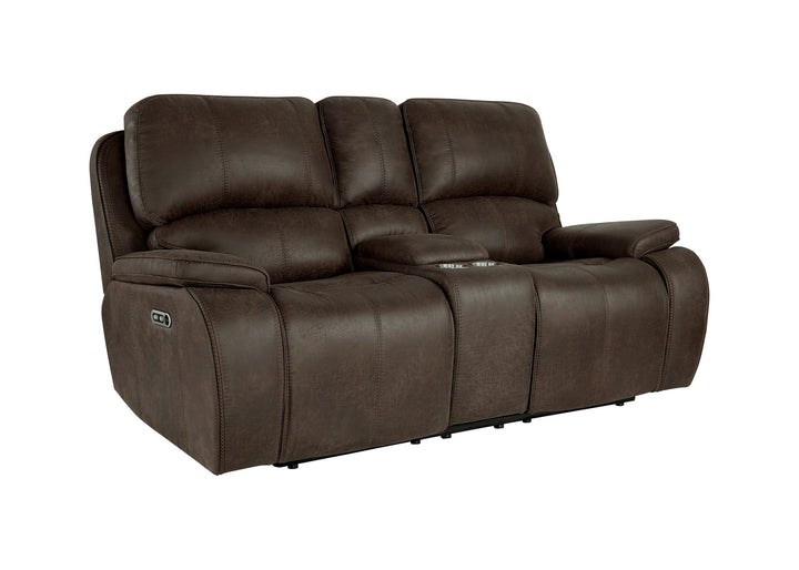 Brookings Console Loveseat W/pwr Hr &amp; Fr-Brown