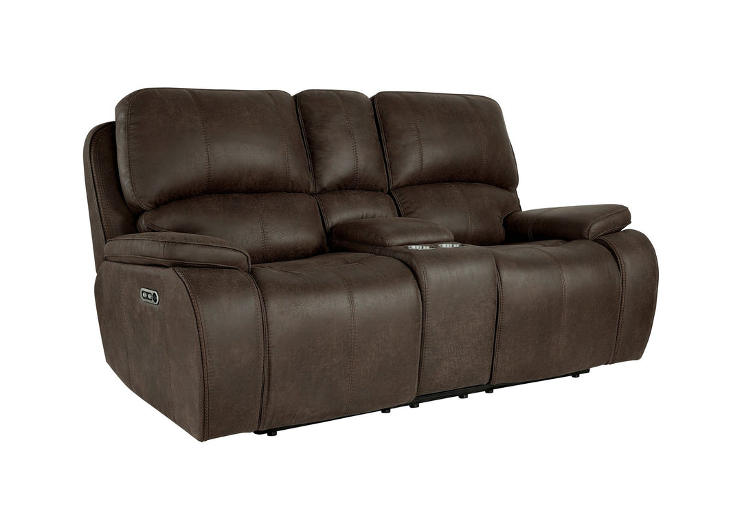 Brookings Console Loveseat W/pwr Hr & Fr-Brown