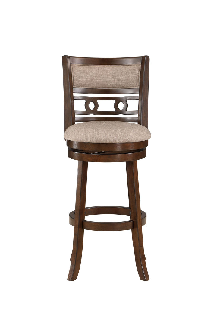 Gia  29" Swivel Barstool-Cherry W/brown Fabric Seat