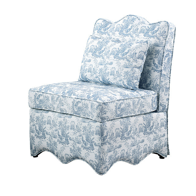 Hemsworth Accent Chair, Toile De Jouy Light Blue/White