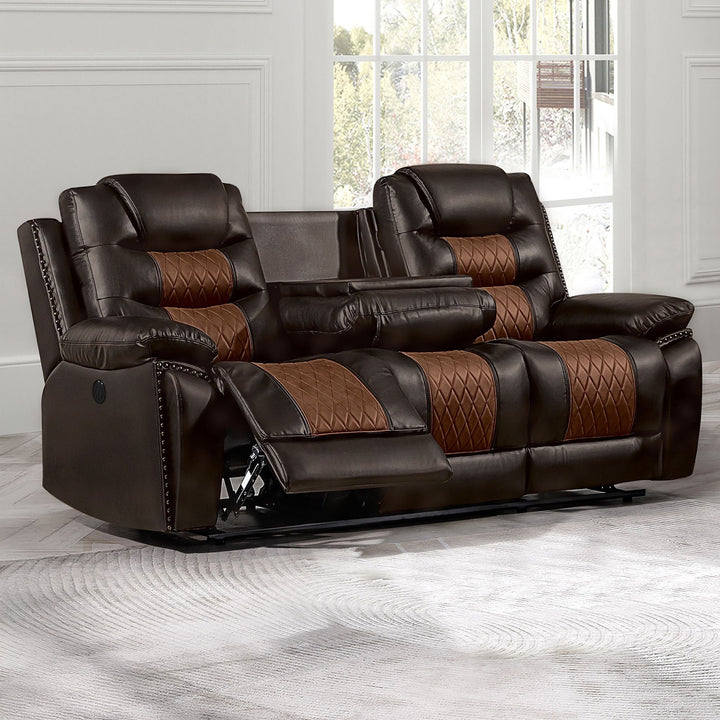 Nikko  Sofa W/pwr Fr-Brown