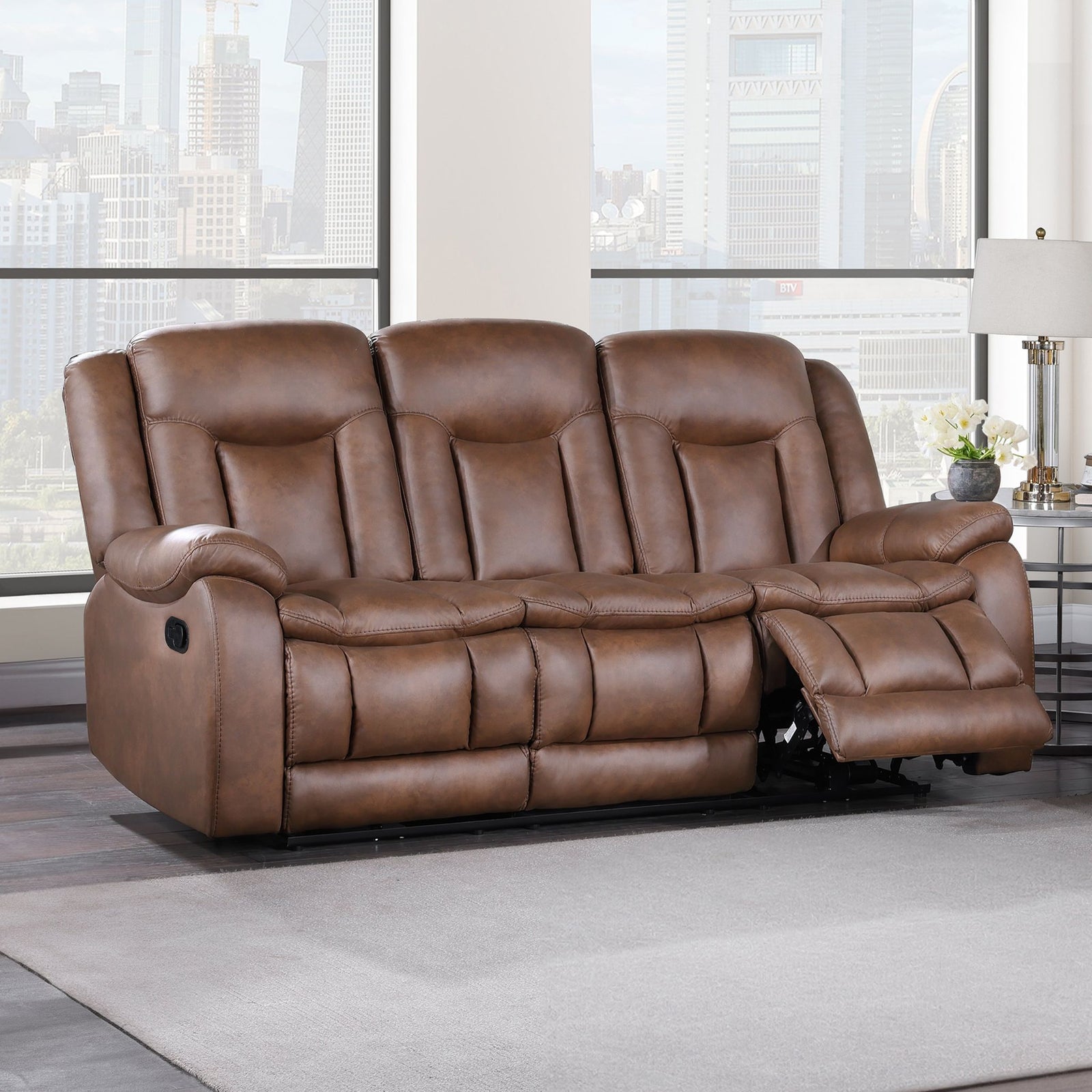 Morello  Sofa W/dual Recliner- Brown