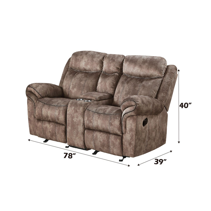 Zubaida Motion Loveseat &amp; Console W/USB – dimensions diagram