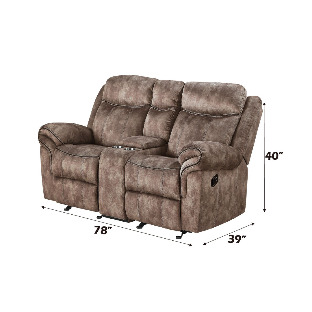 Zubaida Motion Loveseat & Console W/USB – dimensions diagram