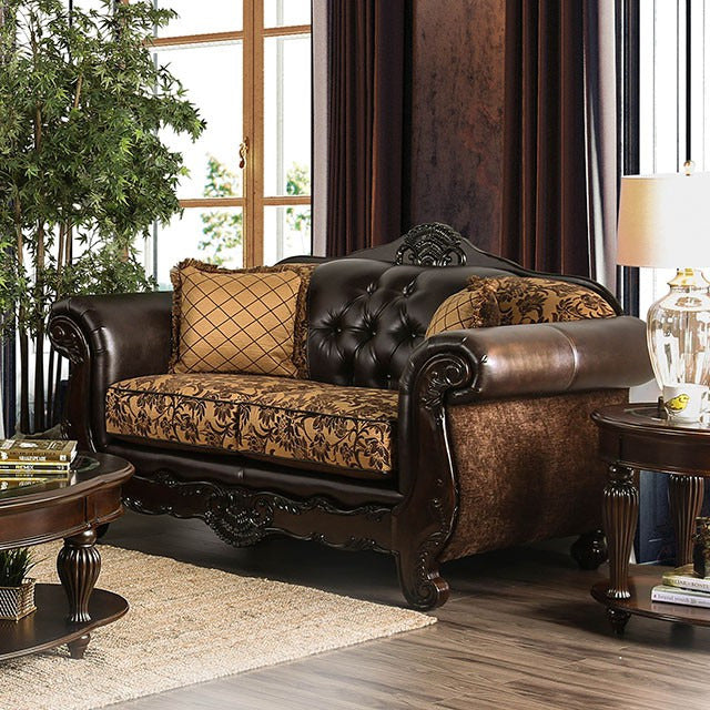 Quirino Love Seat, Dark Brown/Tan