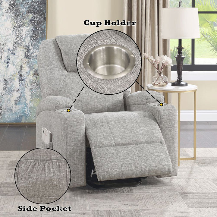 Recliner w/Power Lift &amp; Massage – features callout