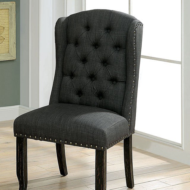 Sania Side Chair, Antique Black/Gray