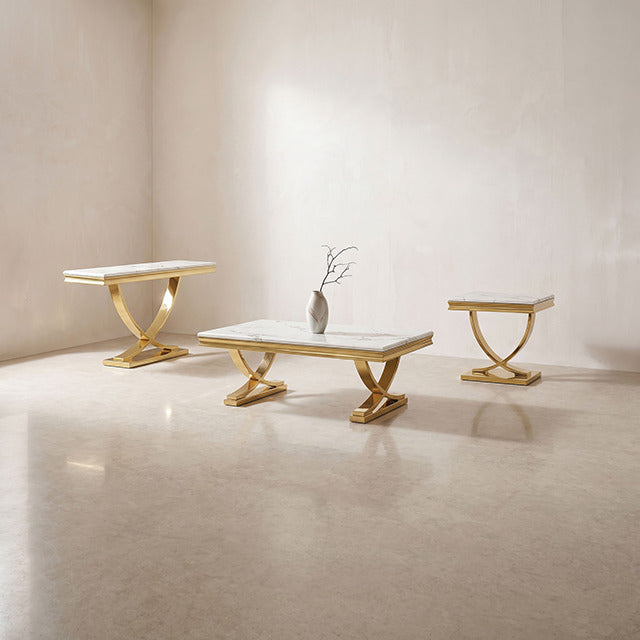 Wettingen End Table, Gold/White - view 5
