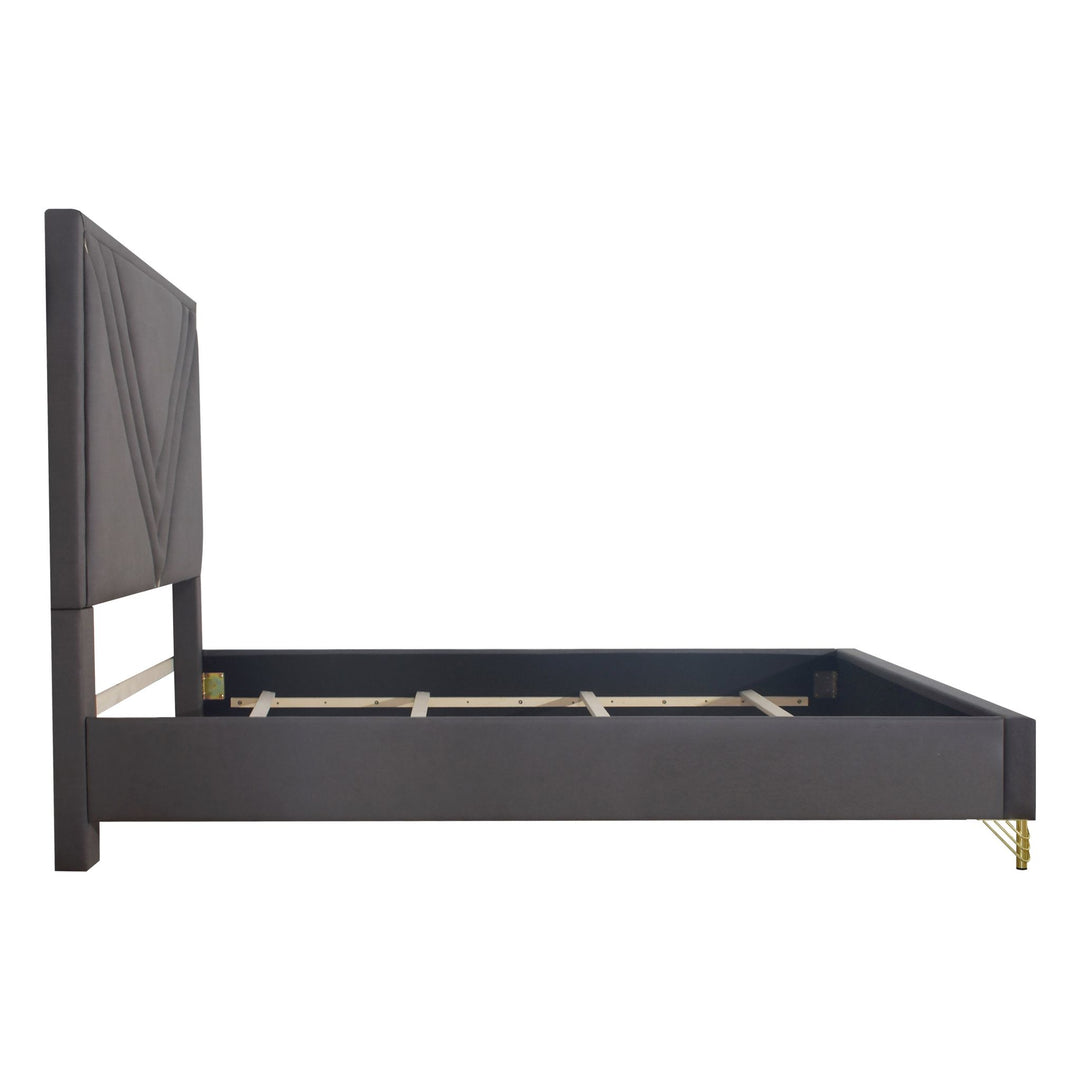 Symmetry 5/0 Q Headboard, Footboard & Slat Kit-Charcoal