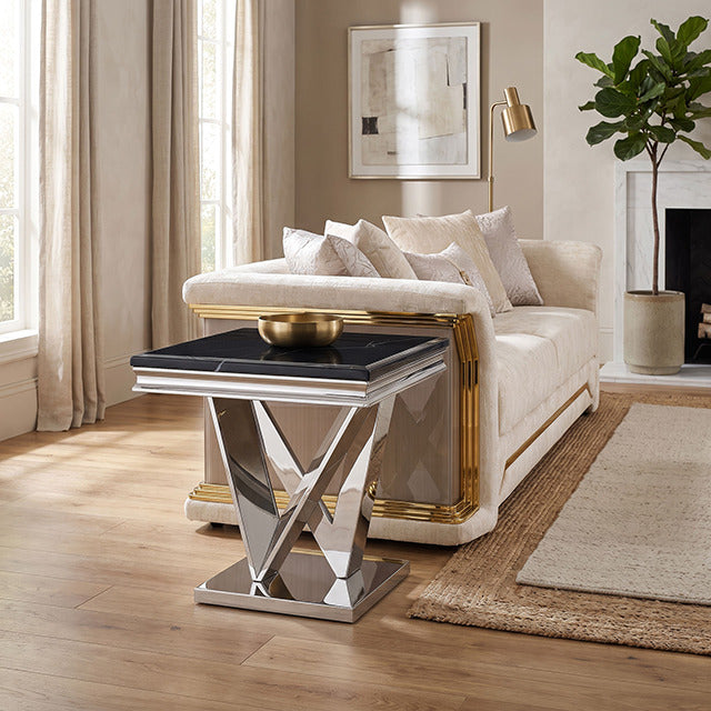 Villarsglane End Table, Black/Chrome - view 3