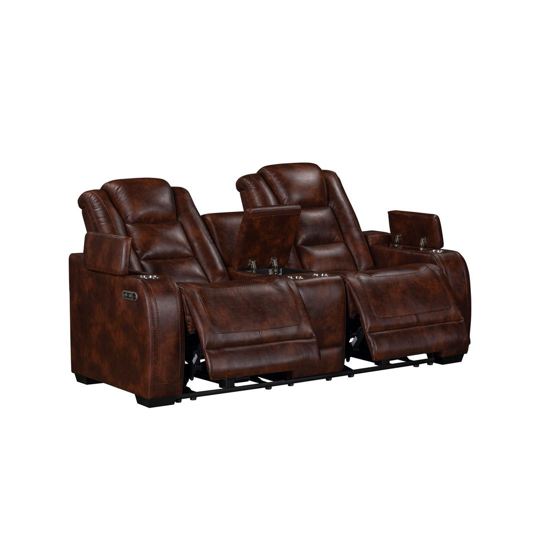 Chester Reclining Console Loveseat W/pwr Hr & Fr-Brown