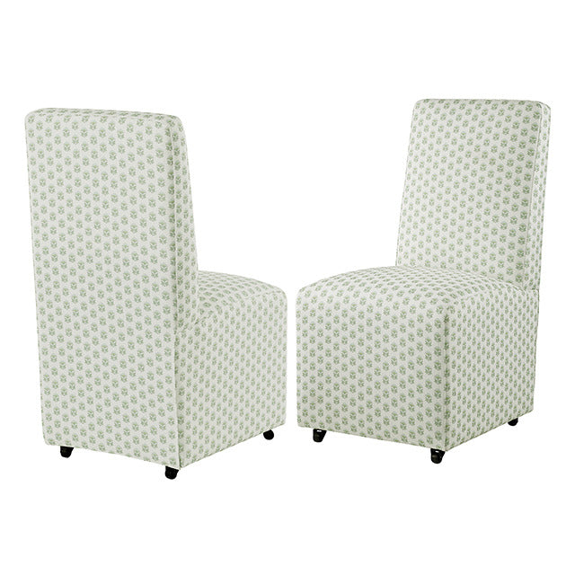 Durham Dining Chair W/ 4 Casters, Seaside Cabbage Rose Green/White - view 5