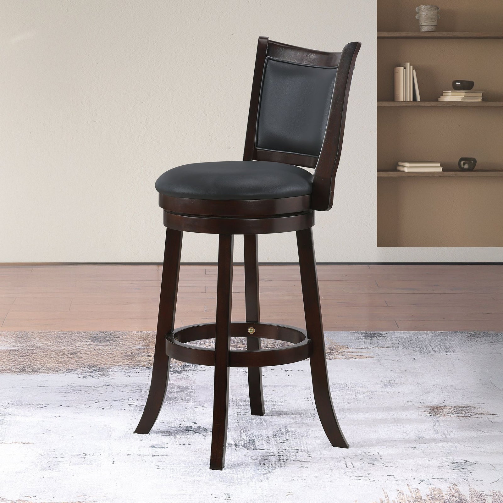 Bristol 29" Bar Stool W/black Pu Cushions-Dk Brown