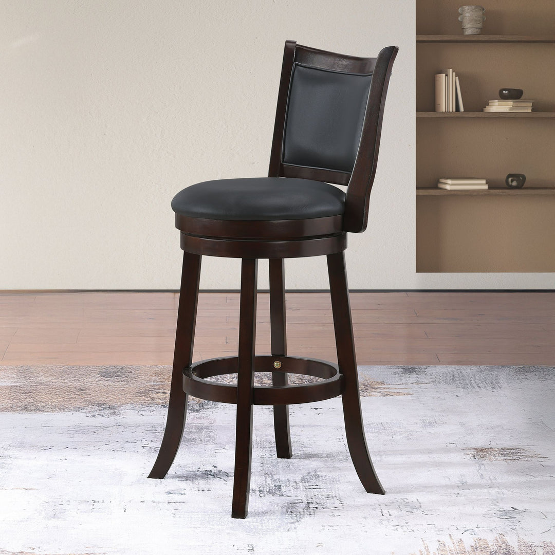 Bristol 29" Bar Stool W/black Pu Cushions-Dk Brown