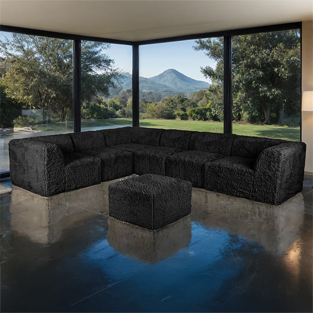 Nappi Large L-Sectional W/ Ottoman, Black - view 4