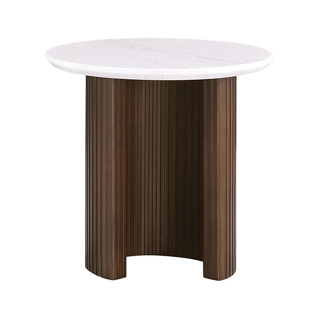 Alvik End Round Table, White/Walnut