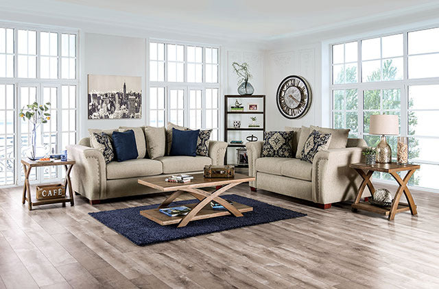Belsize Loveseat, Beige/Navy - view 2