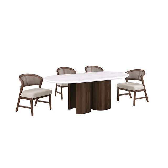 Narvik 5 Pc. Dining Table Set, White/Walnut - view 4