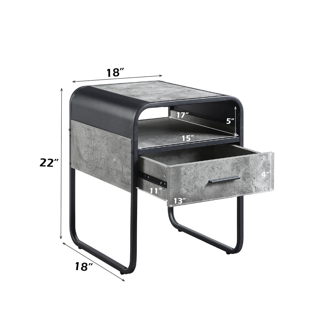 Raziela End Table – dimensions diagram