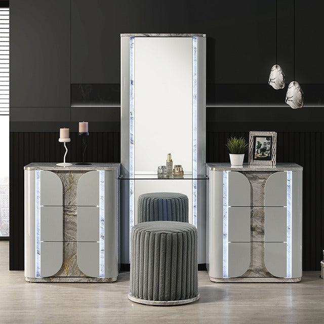 Cleburne Vanity Set W/ Stool