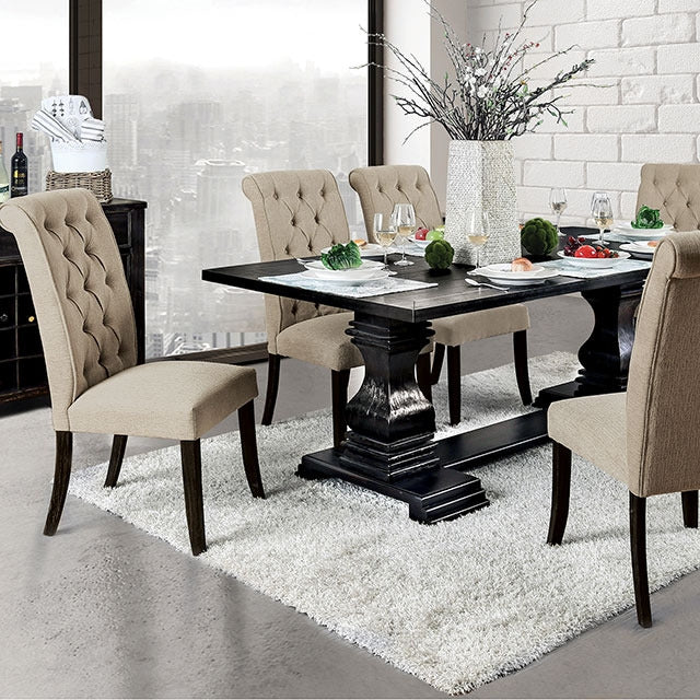 Nerissa 7 Pc Dining Table Set, Antique Black