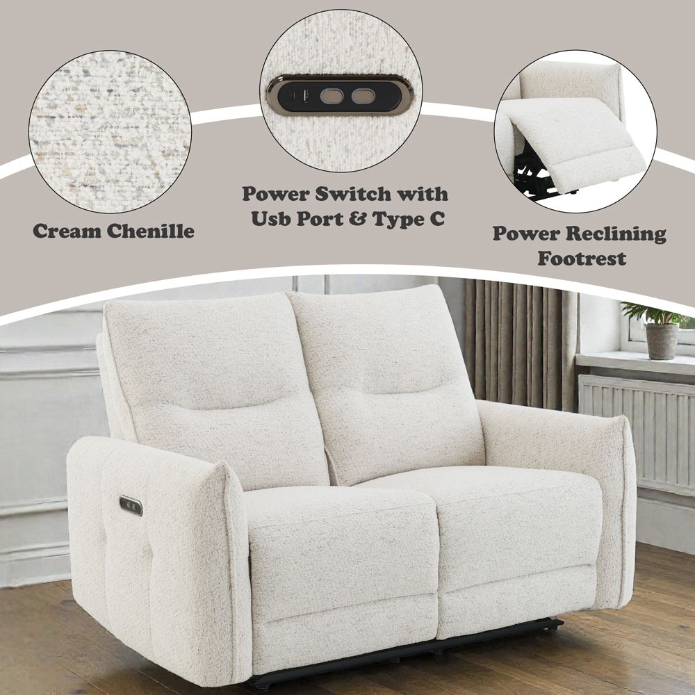 Lalisa Power Motion Loveseat w/USB Port – features callout