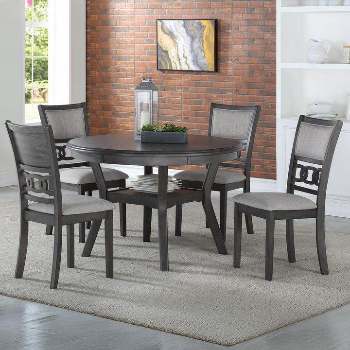 Gia 5 Pc 47" Round Dining Table &amp; 4 Chairs-Gray