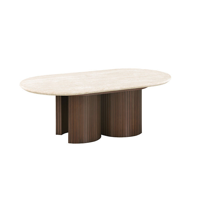 Alvik Coffee Oval Table, Light Beige/Walnut - view 2