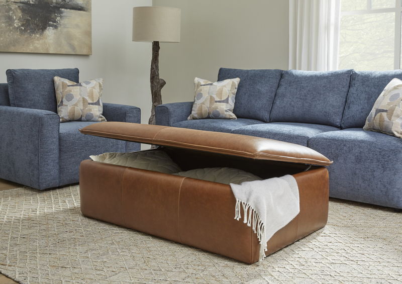 Crawford  Rectangular Storage Ottoman  Chestnut