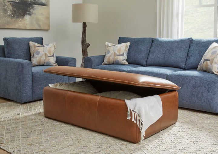 Crawford  Rectangular Storage Ottoman  Chestnut