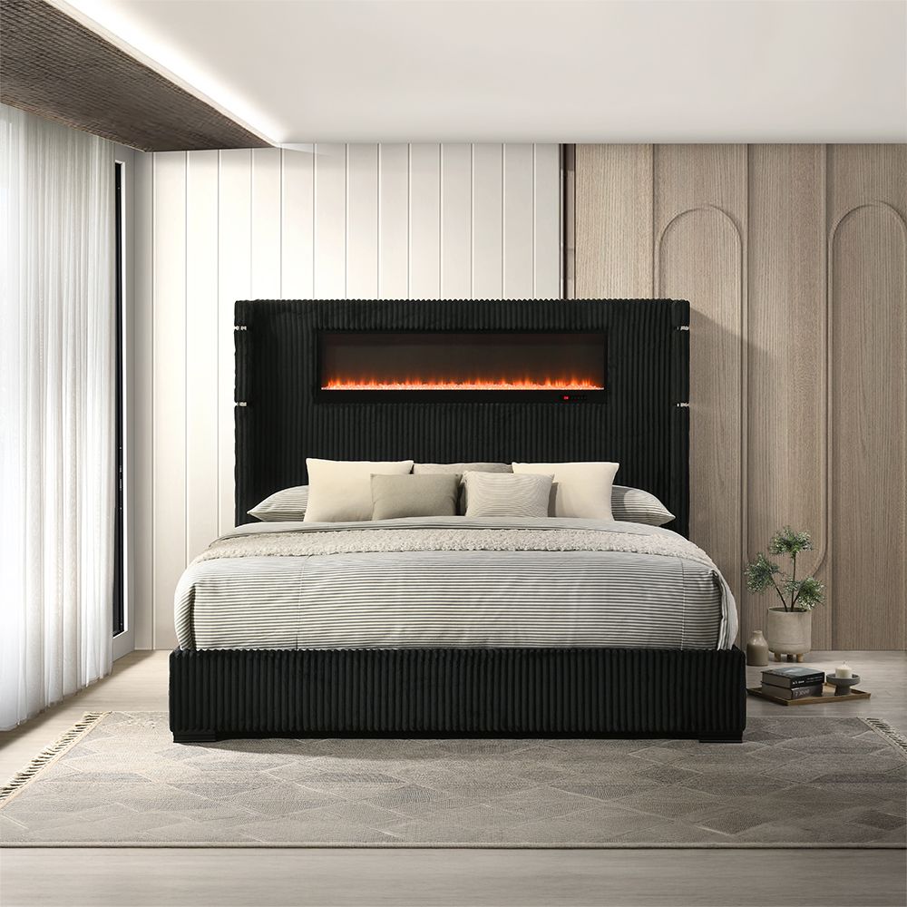 Garner Queen Bed w/Fireplace, LED, Reading Light, Speaker, Bluetooth & USB – view 7