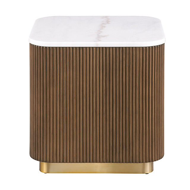 Virden Square End Table, Brown/White/Gold