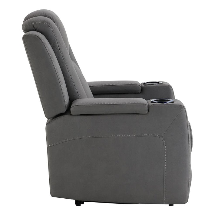 Leuco Power Motion Recliner with Cup Holder, Control, LED &amp; Power Headrest