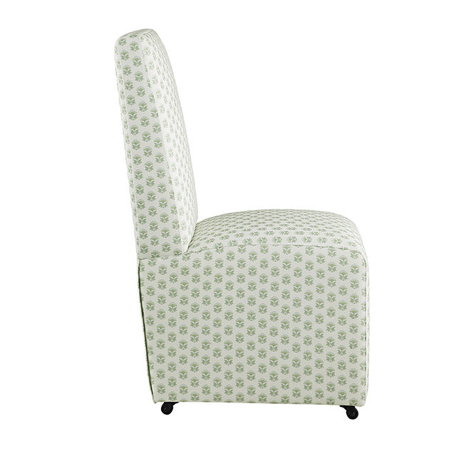 Durham Dining Chair W/ 4 Casters, Seaside Cabbage Rose Green/White - view 4
