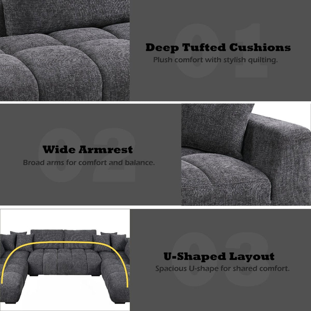 Chosen Sectional Sofa w/6 Pillows – features callout