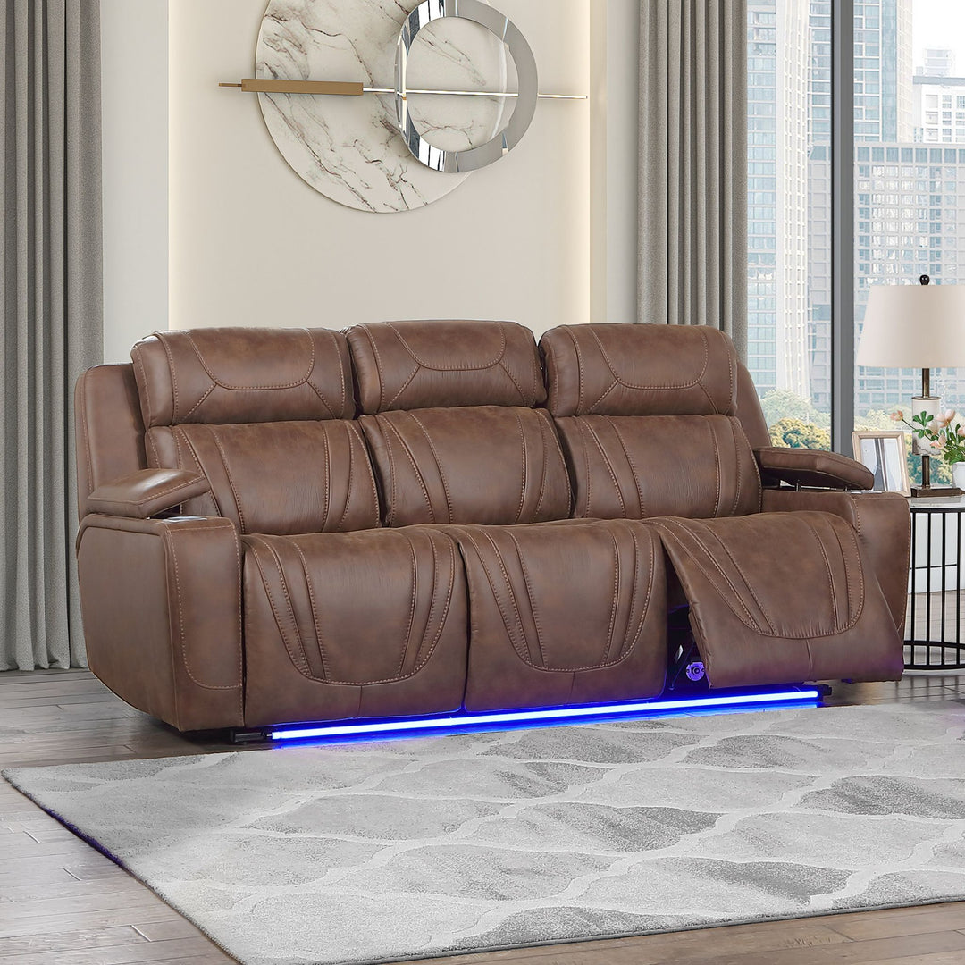 Carrow Sofa W/pwr Hr & Fr, Stereo,massage-Brown