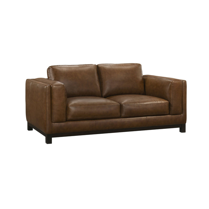 Sayer Leather Loveseat-Brown