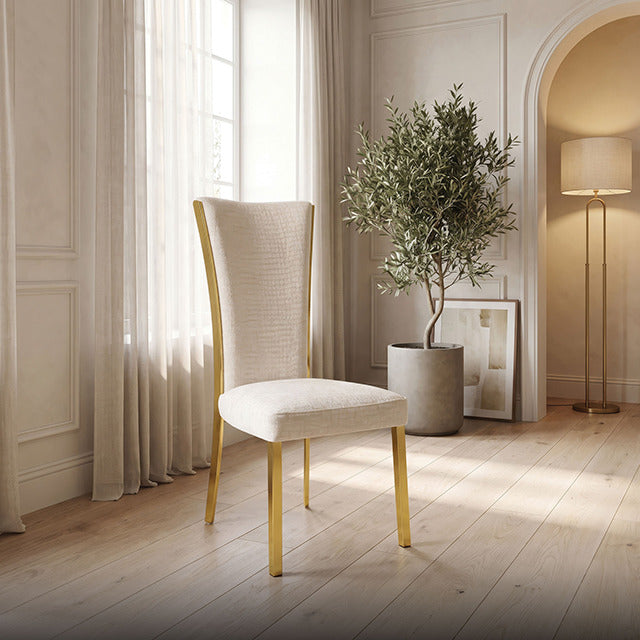 Valdevers Upholstered Side Chair, Gold/White