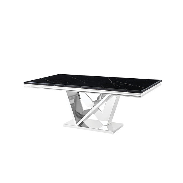 Valdevers Dining Table, Black/Chrome